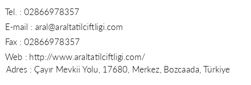 Aral Tatil iftlii telefon numaralar, faks, e-mail, posta adresi ve iletiim bilgileri